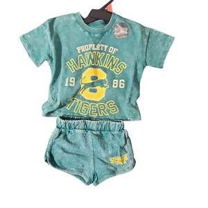 Stranger Things Toddler Girls Hawkins Tigers Washed Graphic T-Shirt and Shorts 2